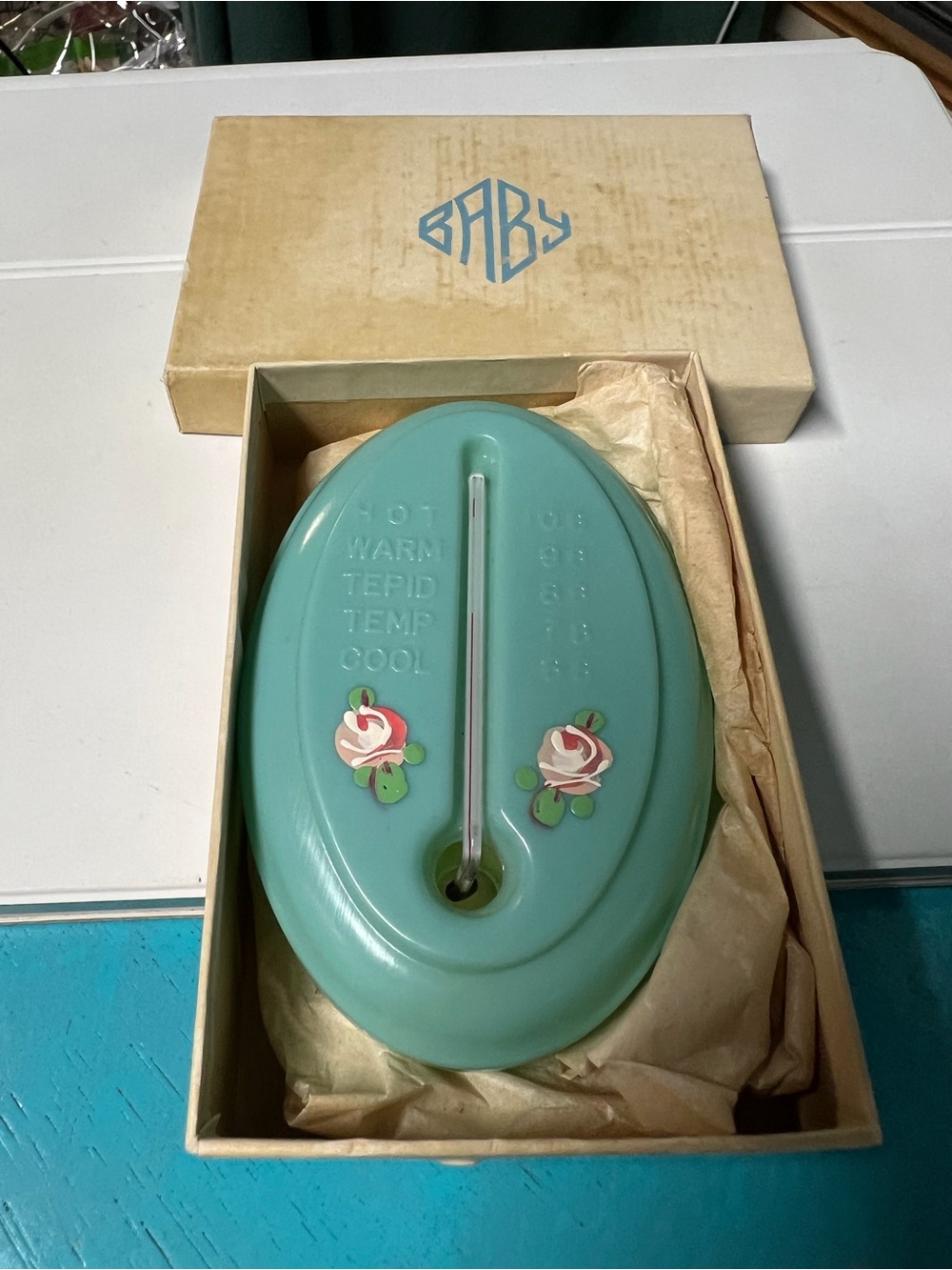 Mid-Century Floating Baby Bath Thermometer w/ Box